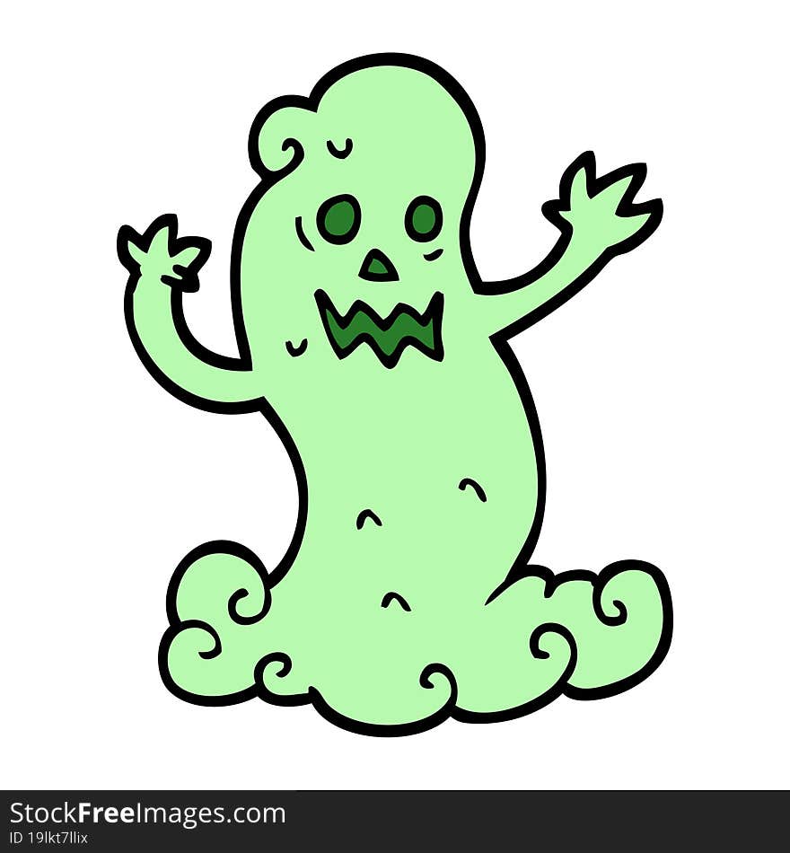 hand drawn doodle style cartoon spooky ghost