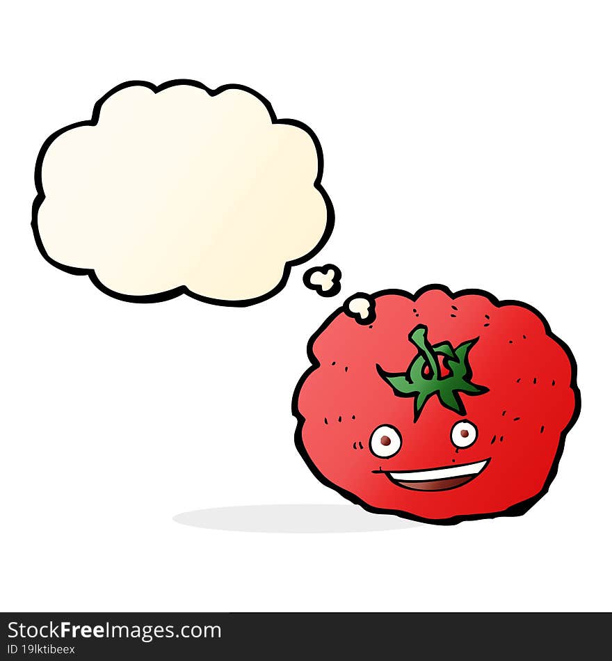 cartoon tomato with thought bubble