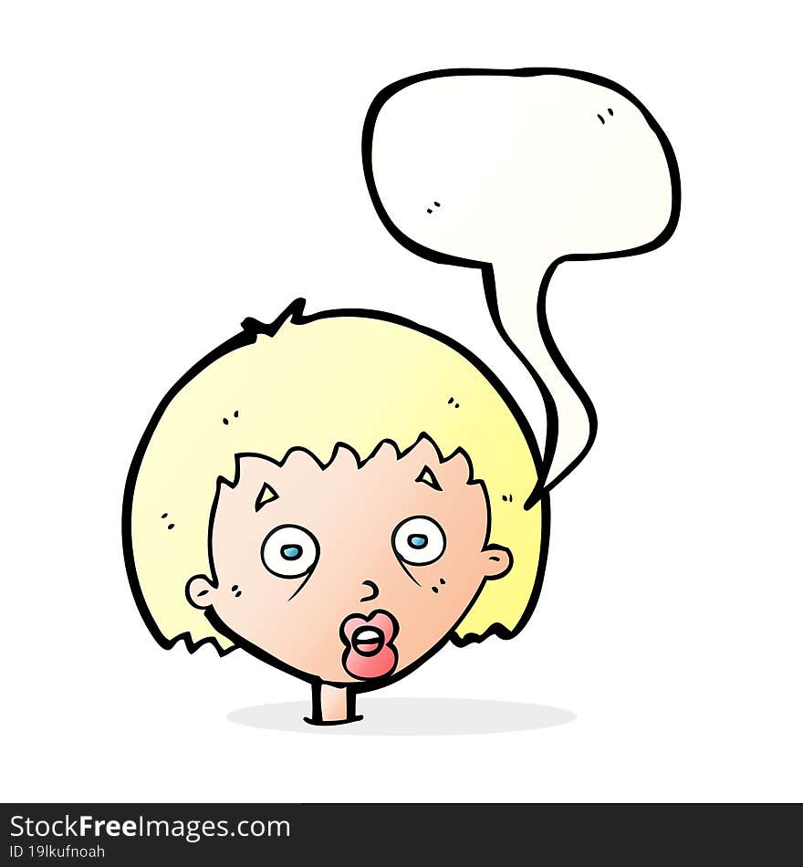 cartoon shocked woman with speech bubble