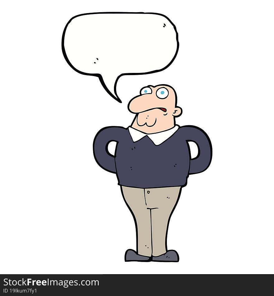 cartoon worried man with speech bubble