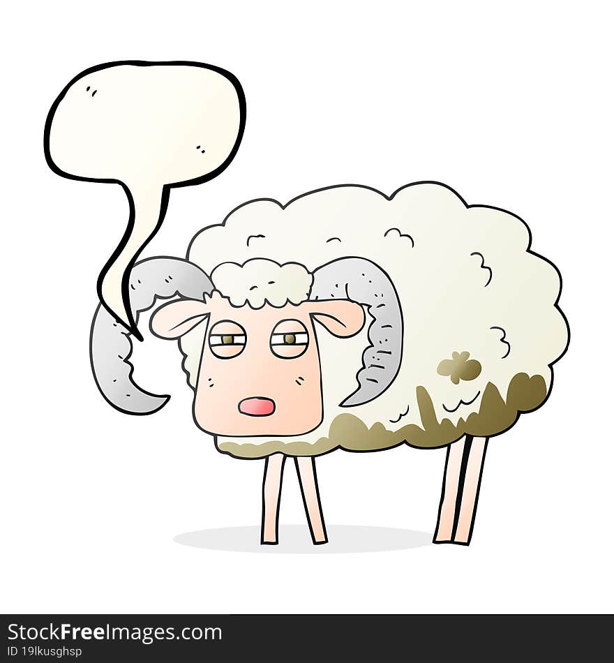 speech bubble cartoon ram covered in mud