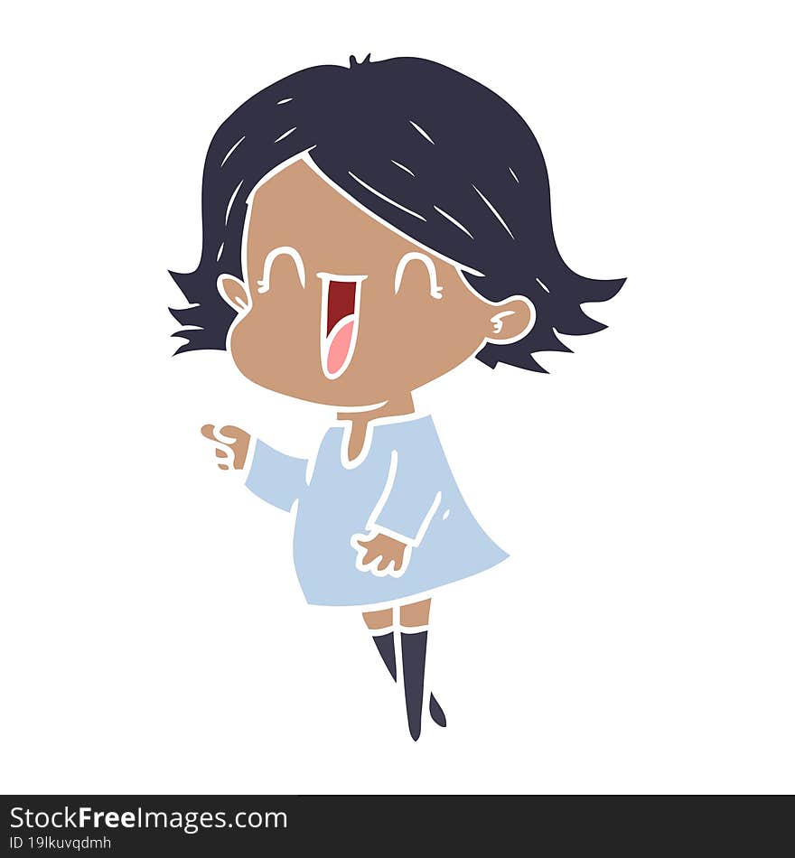 flat color style cartoon happy woman