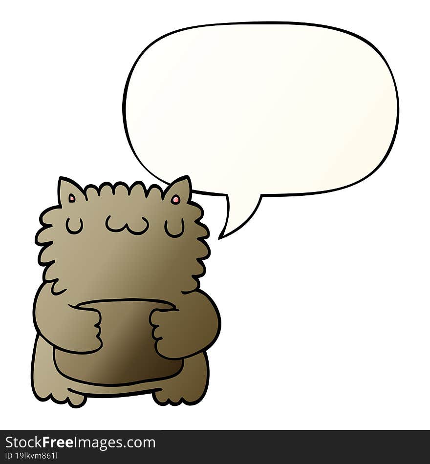 cartoon bear and speech bubble in smooth gradient style