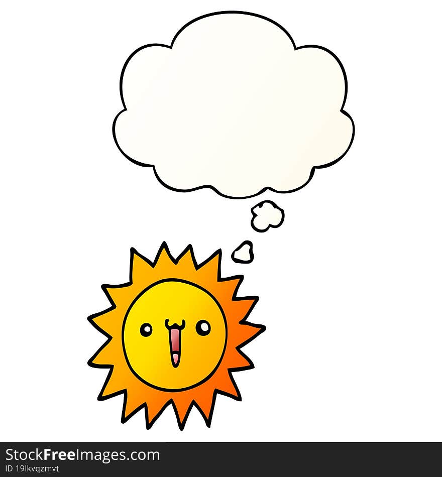 cartoon sun and thought bubble in smooth gradient style