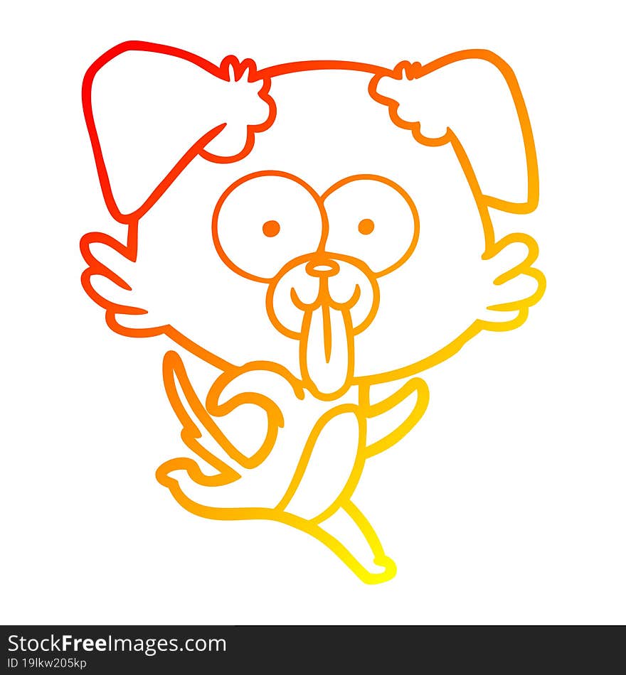 warm gradient line drawing of a cartoon dog with tongue sticking out