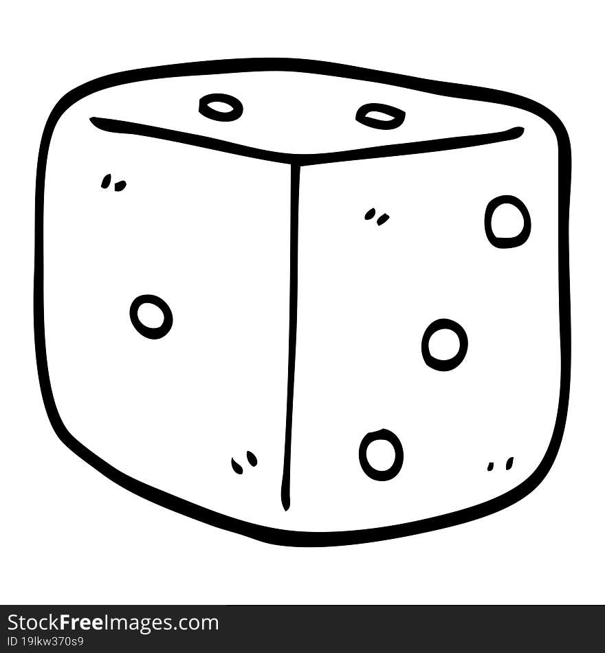 Line Drawing Cartoon Red Dice