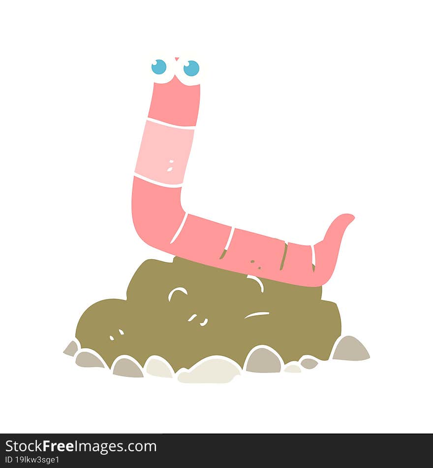 Flat Color Illustration Of A Cartoon Worm