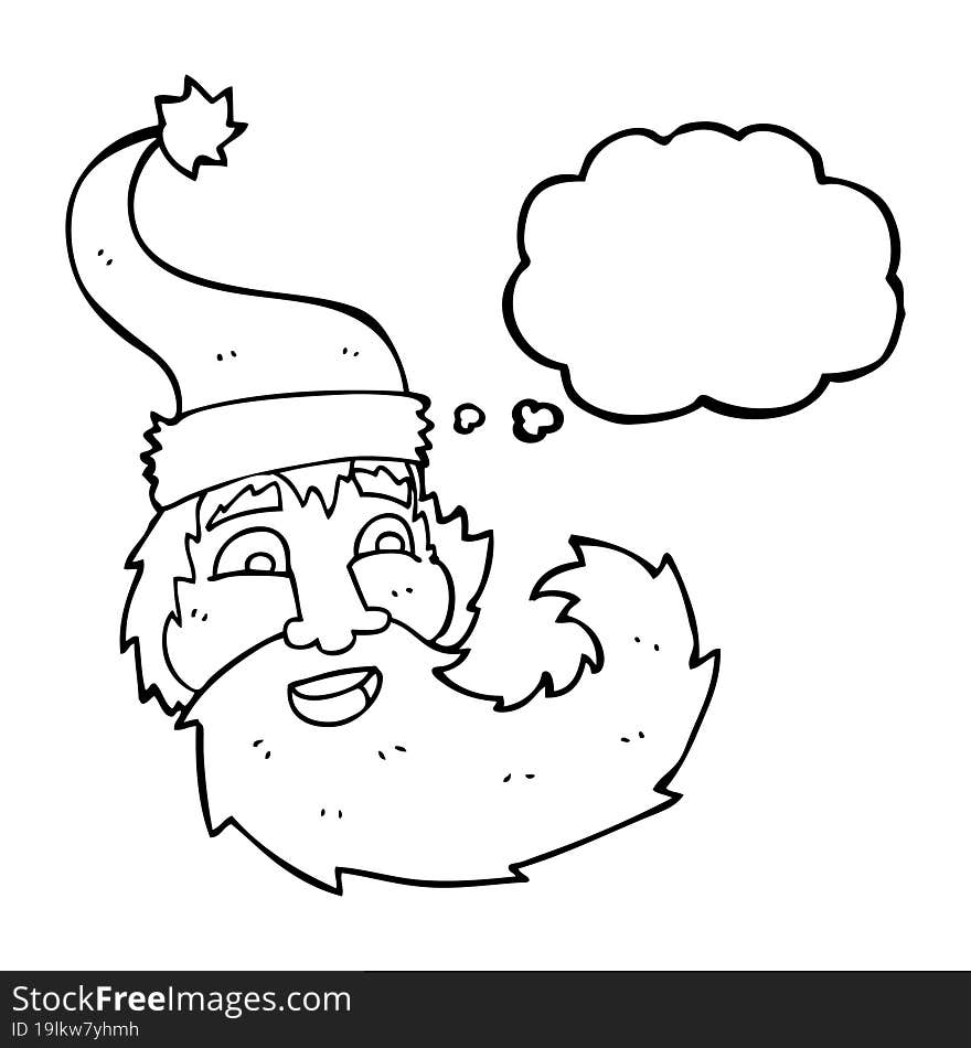 freehand drawn thought bubble cartoon santa claus laughing