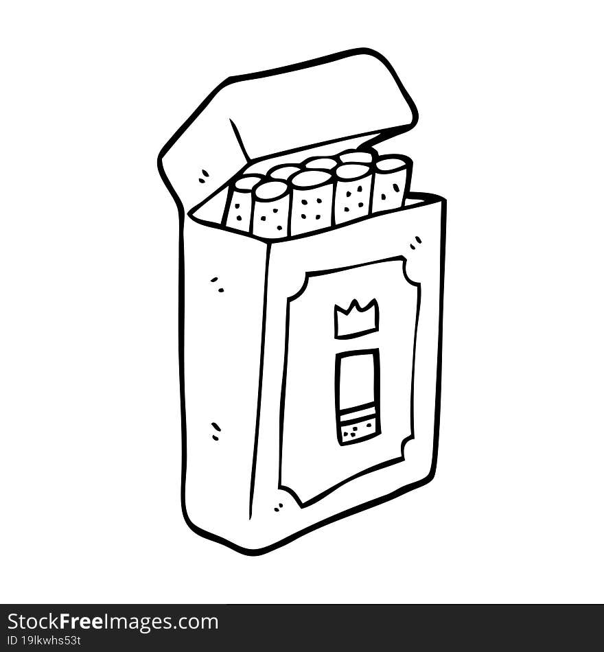 line drawing cartoon pack of cigarettes