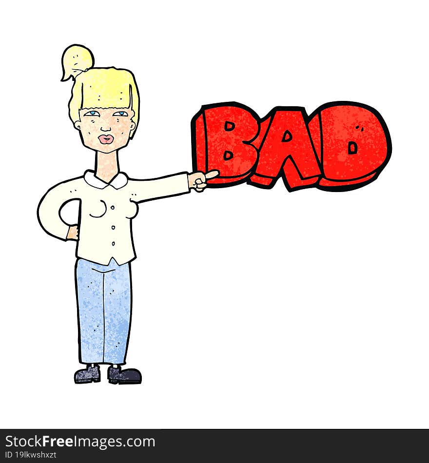 cartoon woman pointing out the bad