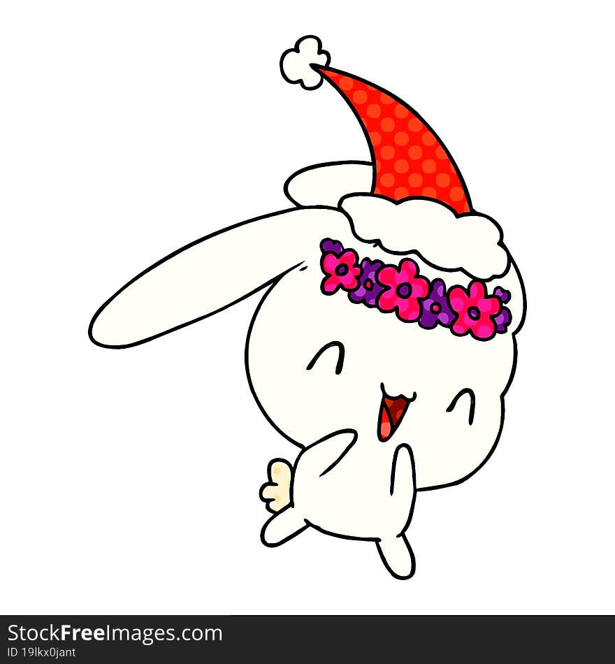 christmas cartoon of kawaii rabbit