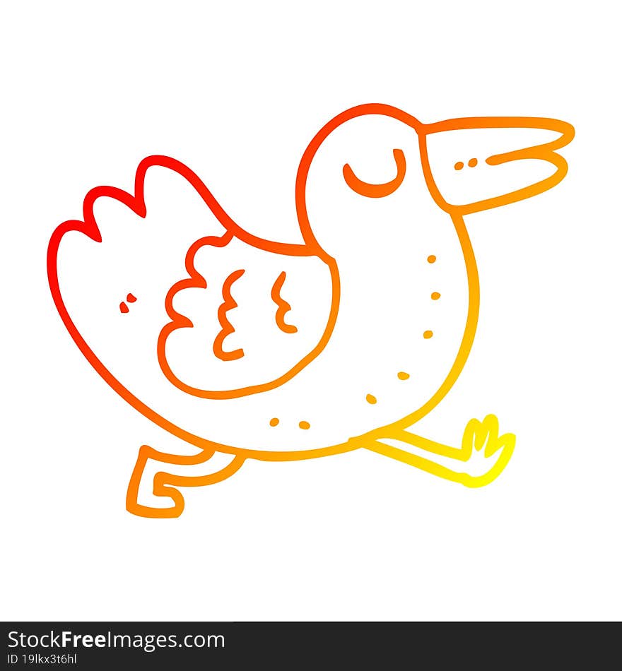 warm gradient line drawing of a cartoon bird