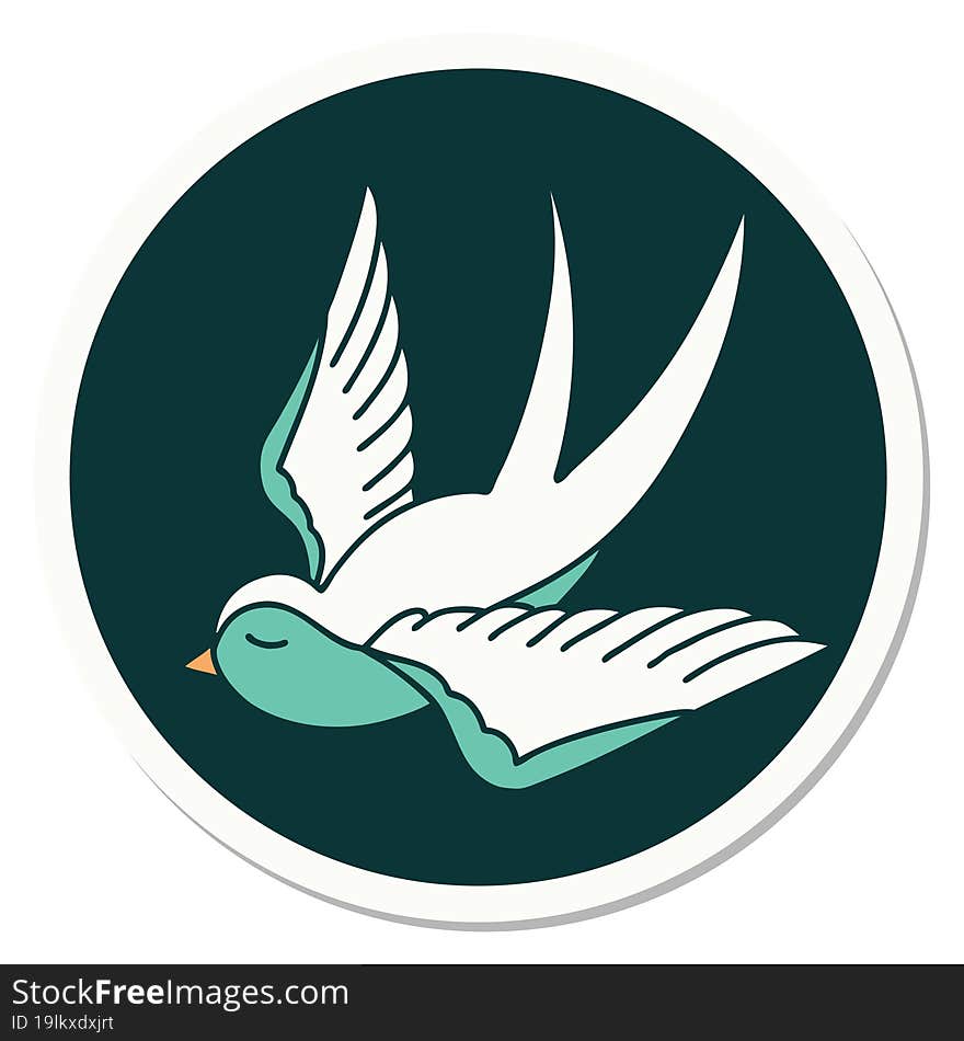 tattoo style sticker of a swallow