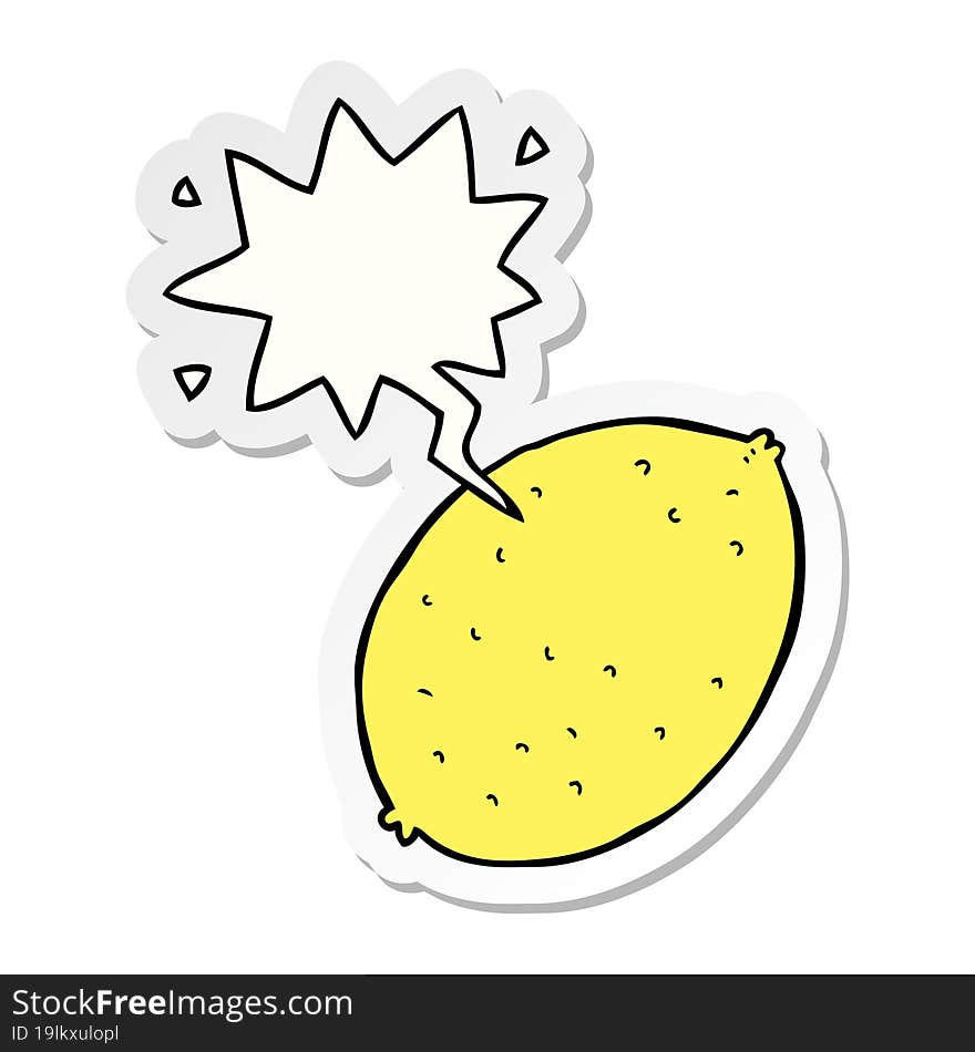 cartoon lemon and speech bubble sticker