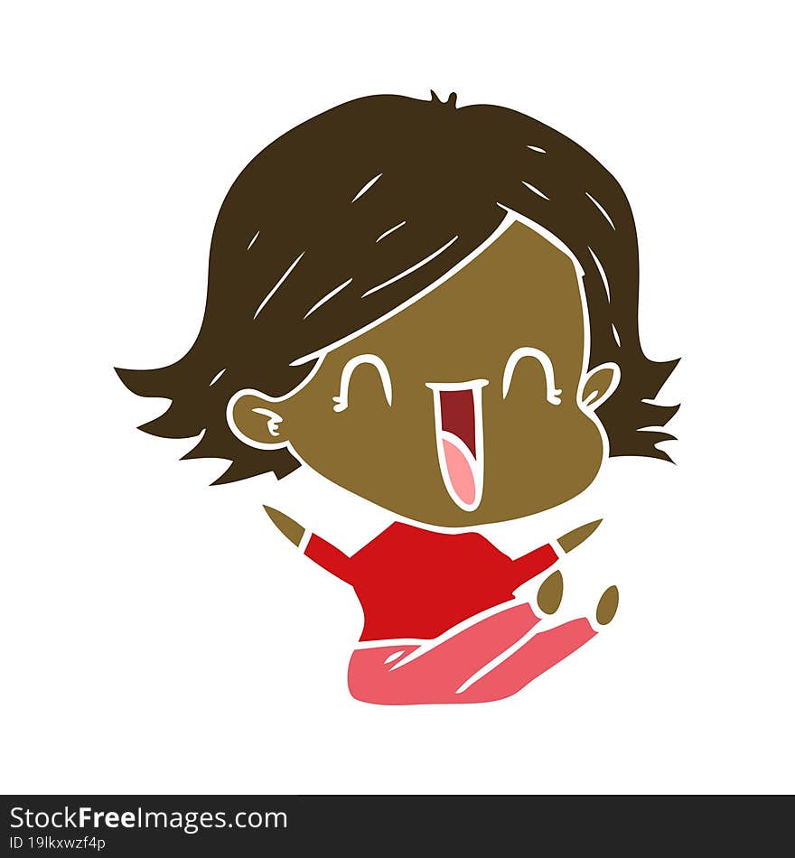 flat color style cartoon laughing woman