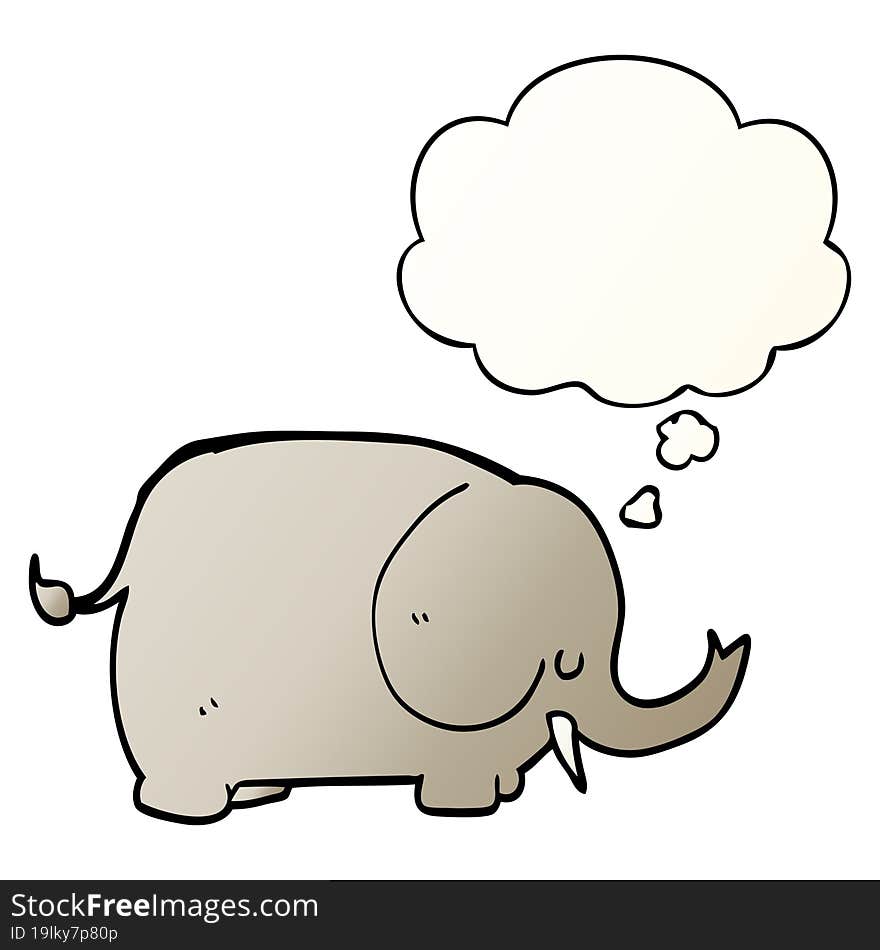 Cartoon Elephant And Thought Bubble In Smooth Gradient Style