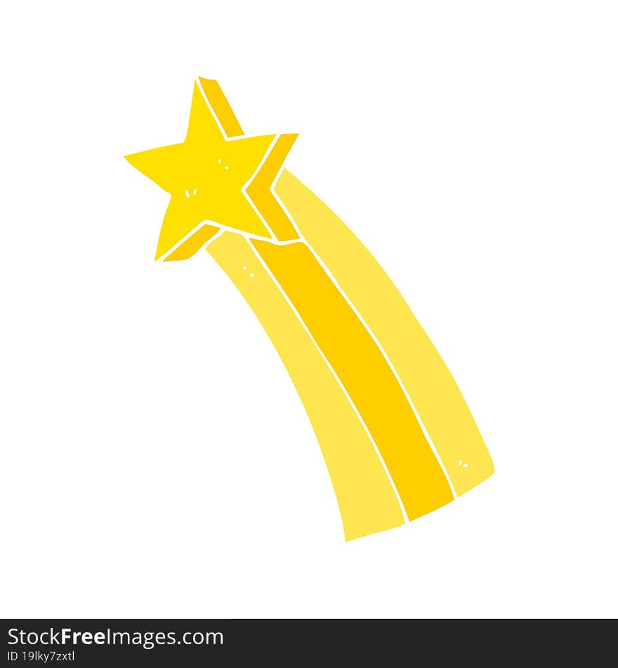 flat color illustration of a cartoon shooting star