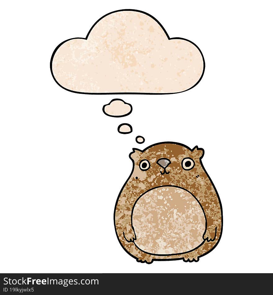cartoon bear and thought bubble in grunge texture pattern style