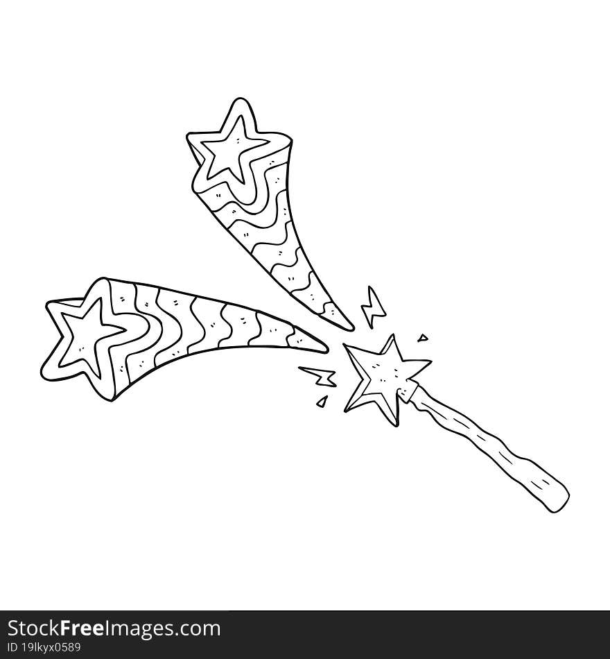 black and white cartoon magic wand