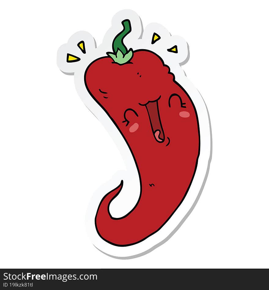 Sticker Of A Cartoon Chili Pepper