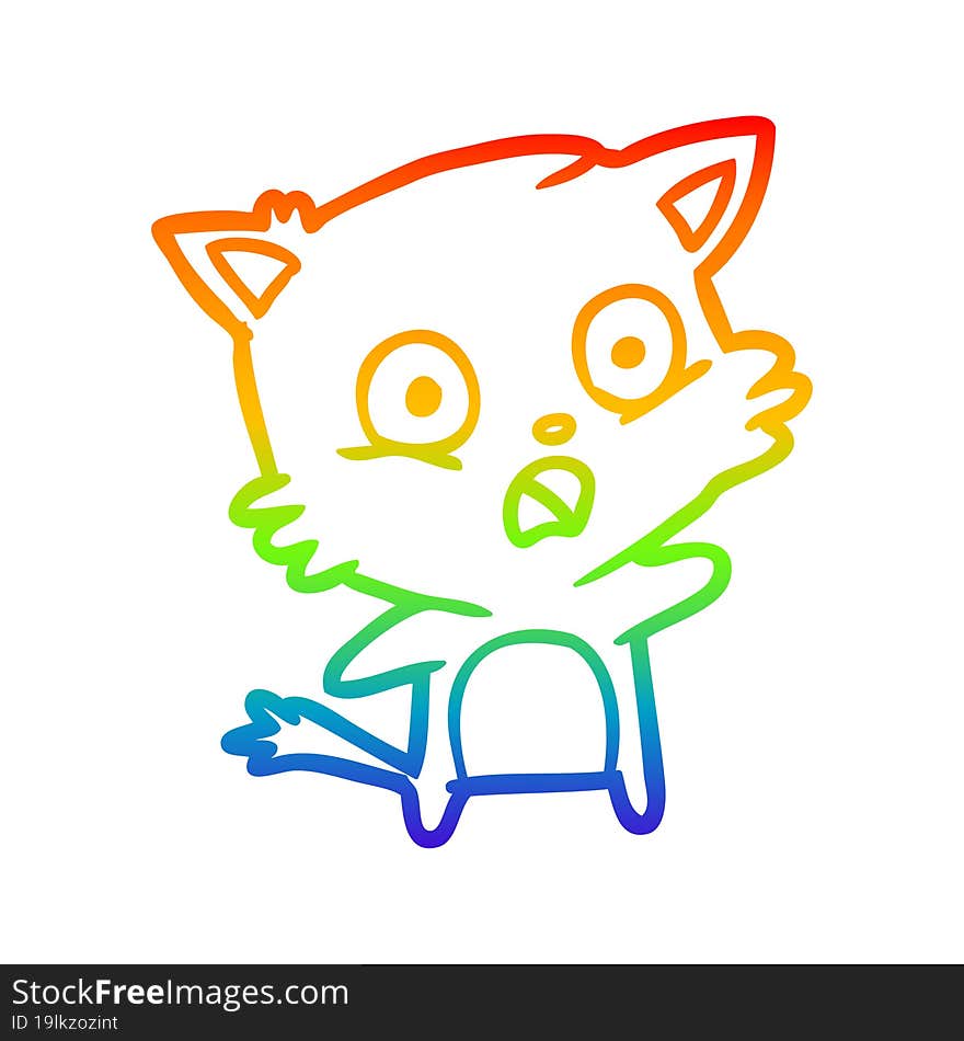 rainbow gradient line drawing of a Cartoon cat