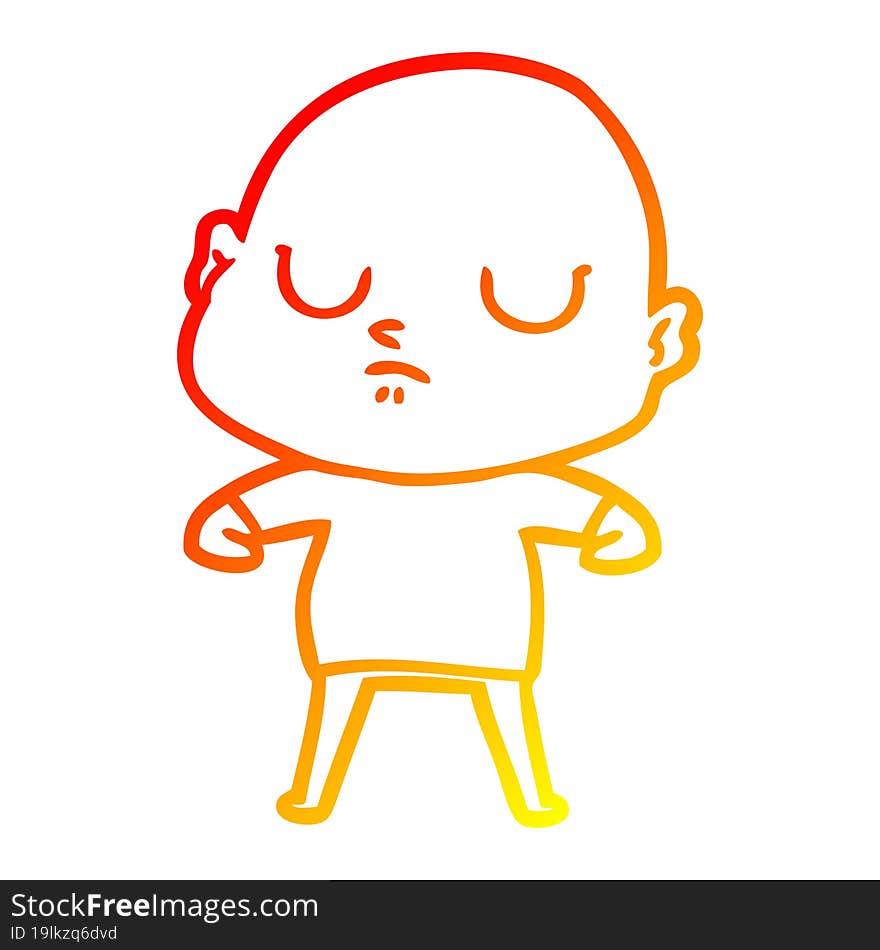 Warm Gradient Line Drawing Cartoon Bald Man