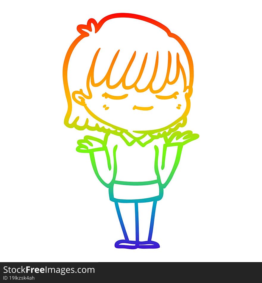 rainbow gradient line drawing of a cartoon woman