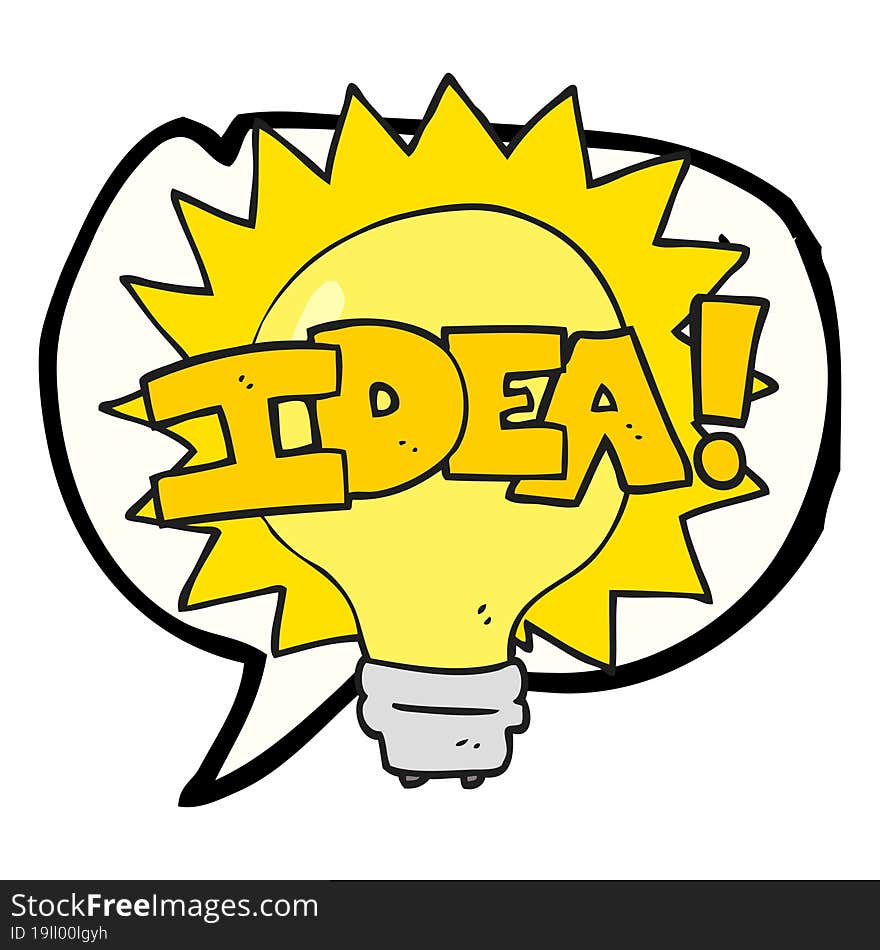 freehand drawn speech bubble cartoon idea light bulb symbol