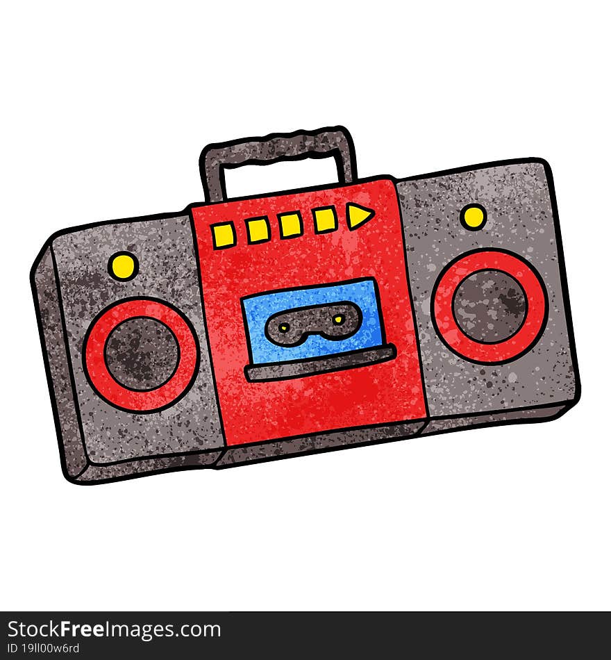 cartoon retro cassette tape player. cartoon retro cassette tape player