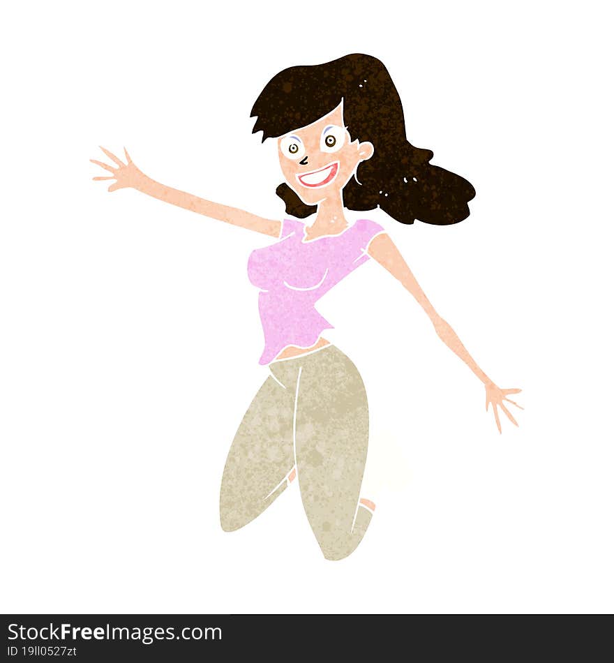 cartoon jumping woman