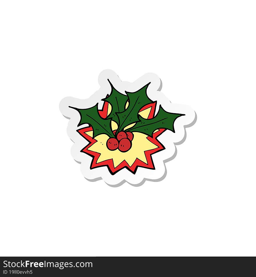 sticker of a cartoon christmas holly