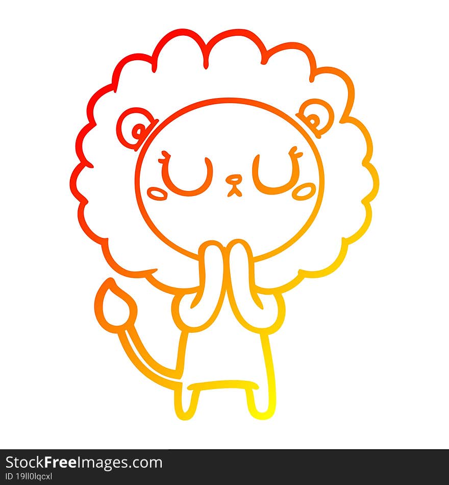 warm gradient line drawing of a cartoon lion