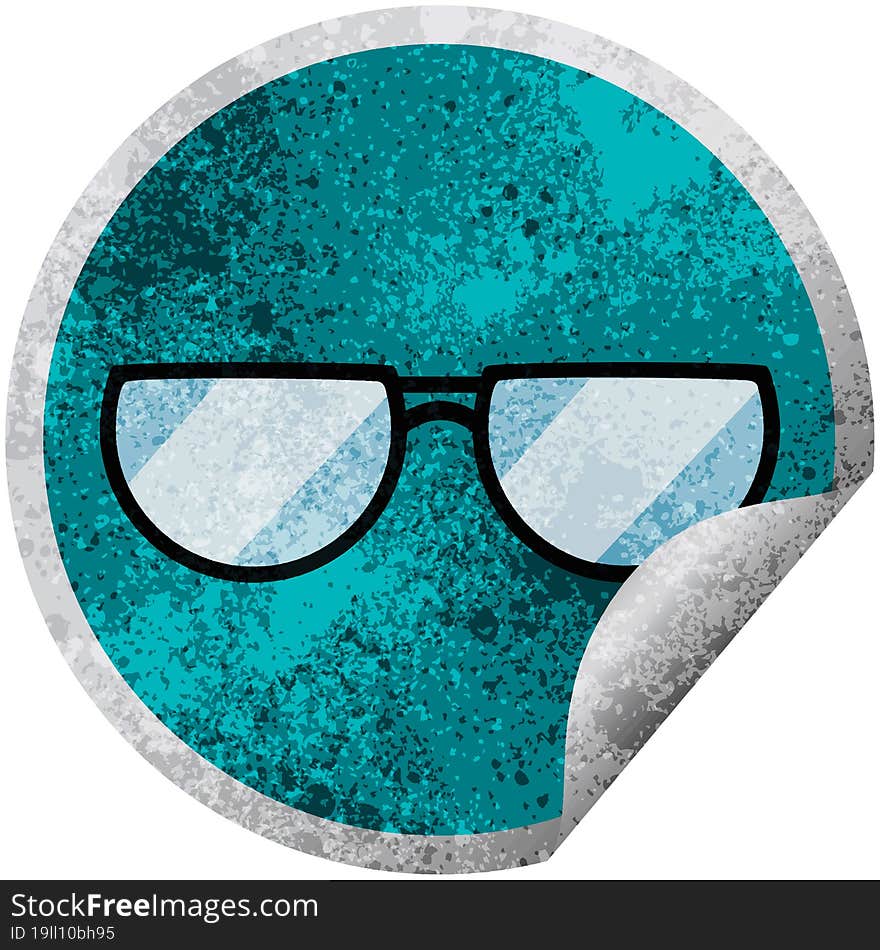 spectacles graphic vector illustration circular sticker. spectacles graphic vector illustration circular sticker