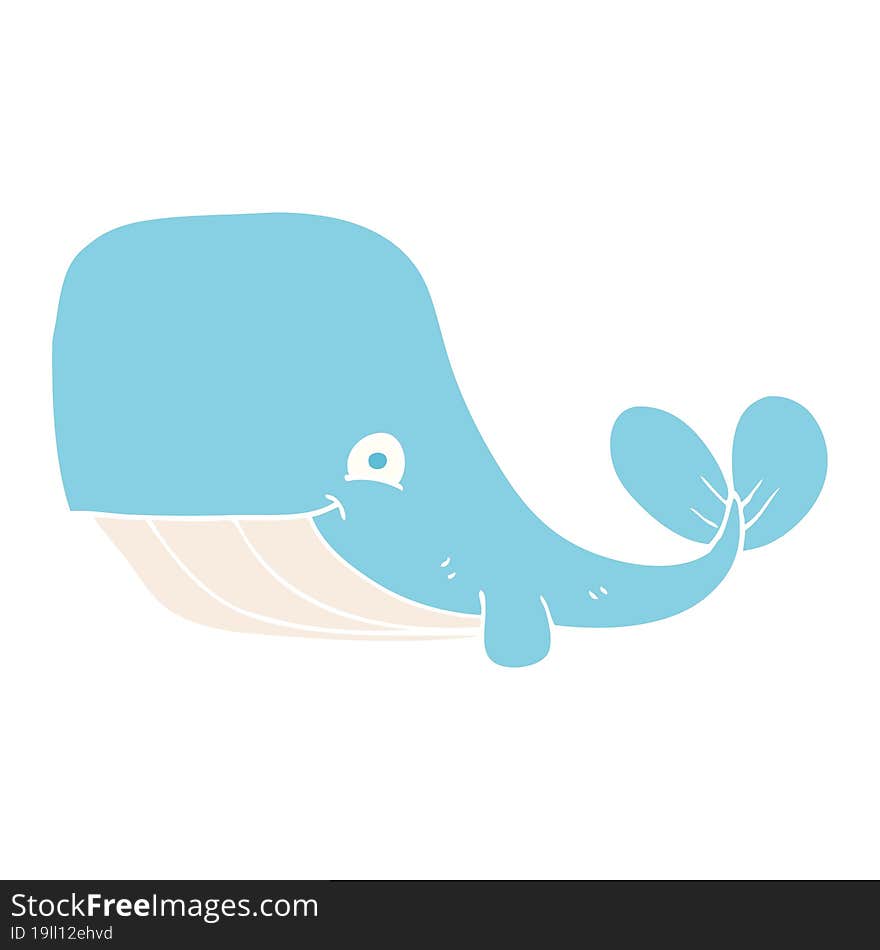 flat color illustration of happy whale. flat color illustration of happy whale