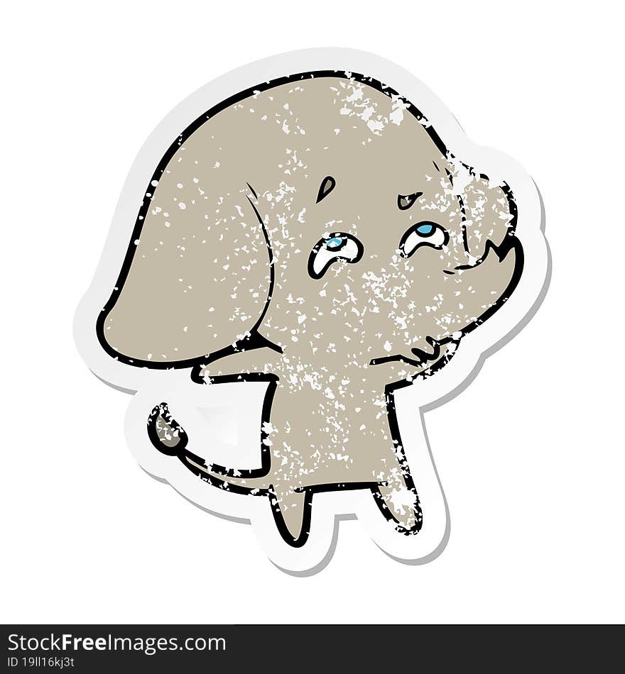 Distressed Sticker Of A Cartoon Elephant Remembering