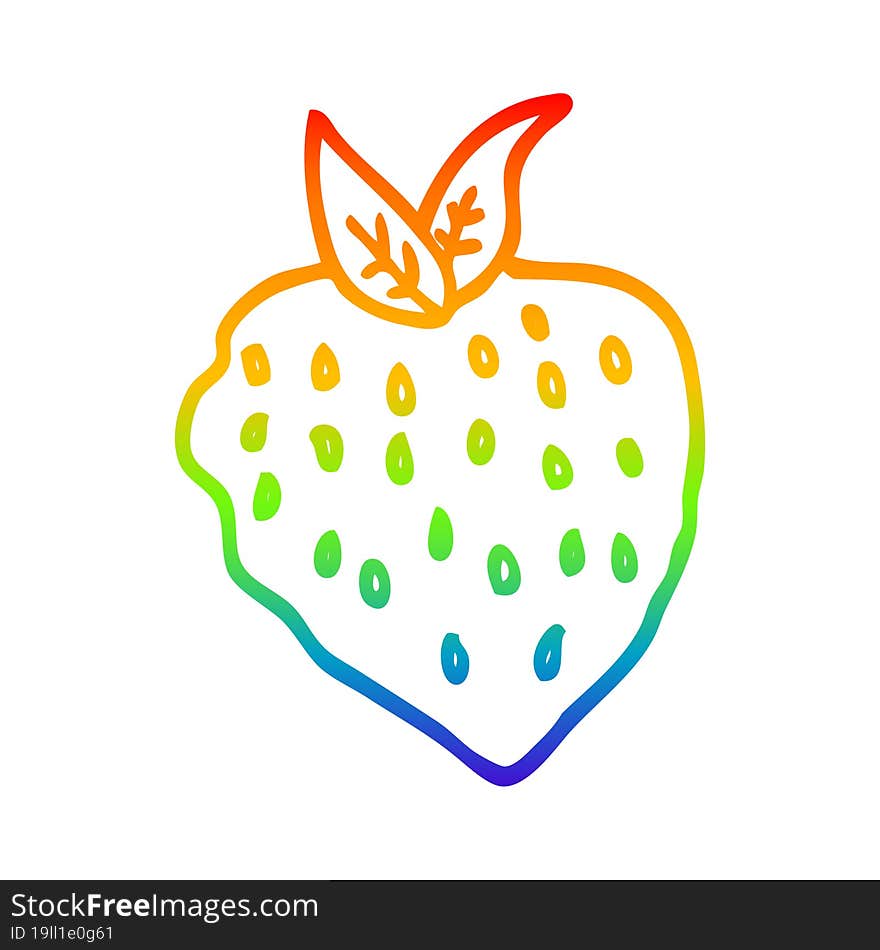 rainbow gradient line drawing of a cartoon strawberry