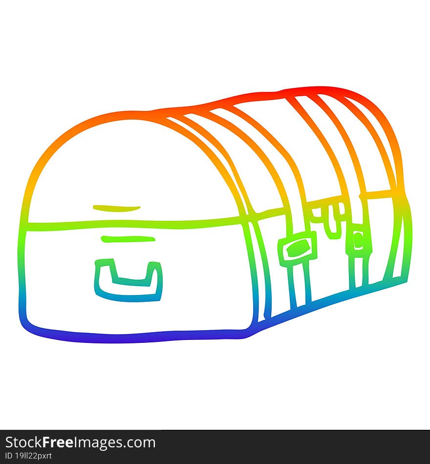 Rainbow Gradient Line Drawing Cartoon Travel Chest