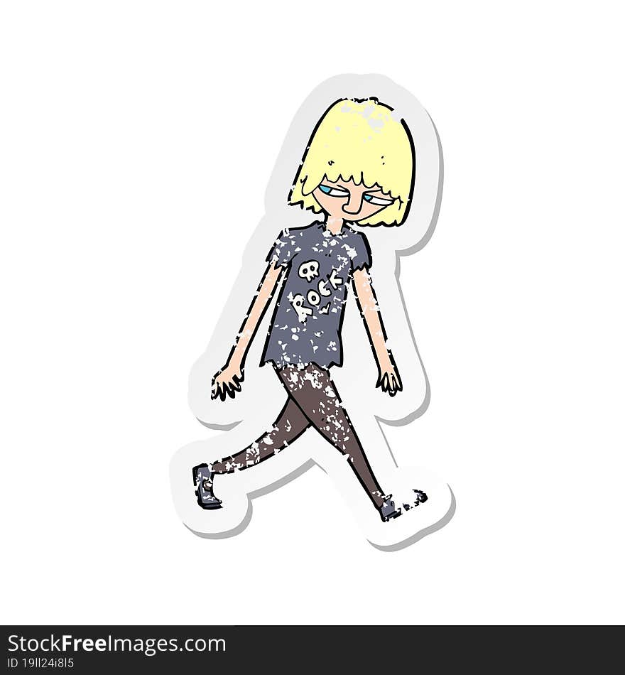 Retro Distressed Sticker Of A Cartoon Teenager