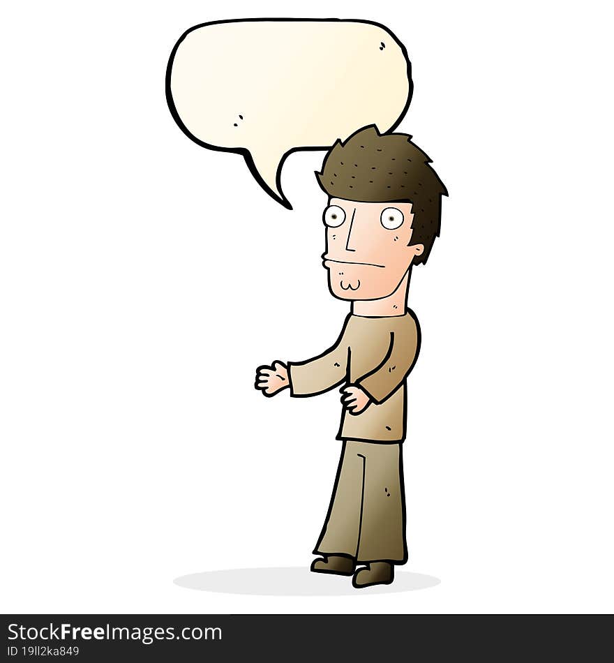 cartoon confused man with speech bubble