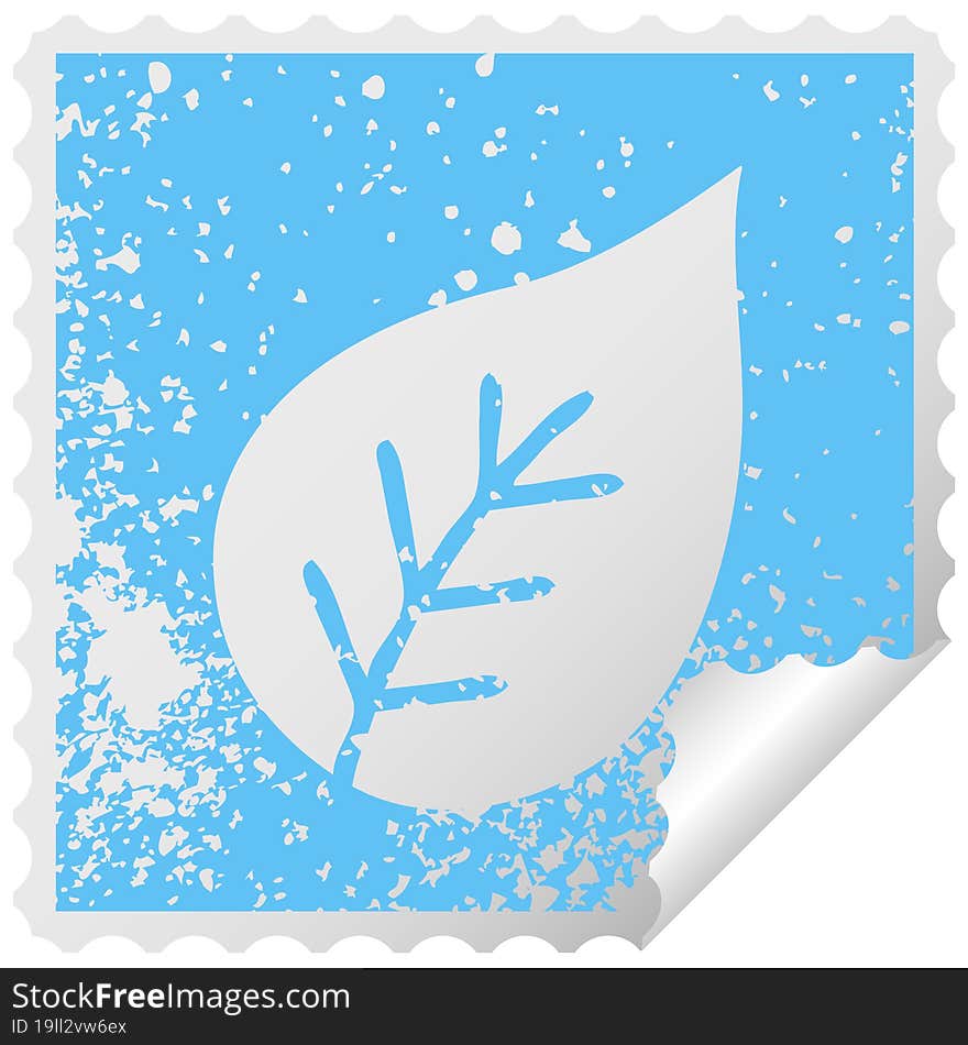 Distressed Square Peeling Sticker Symbol Autumn Leaf