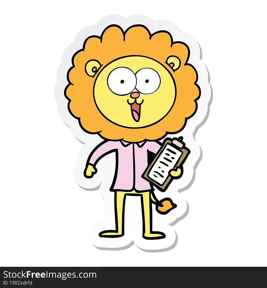 sticker of a happy cartoon lion