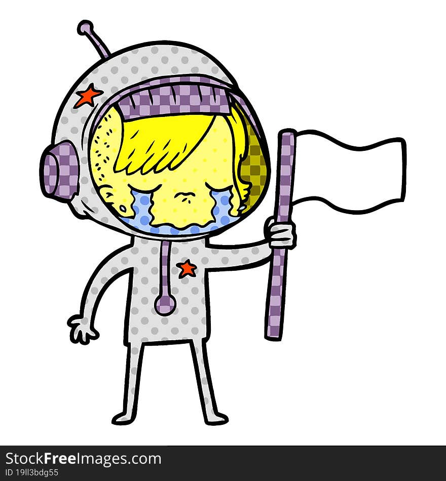 cartoon crying astronaut girl. cartoon crying astronaut girl