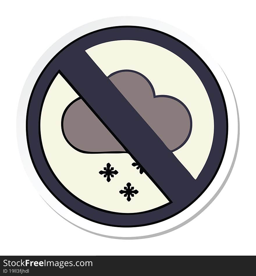 sticker of a cute cartoon snow cloud warning sign