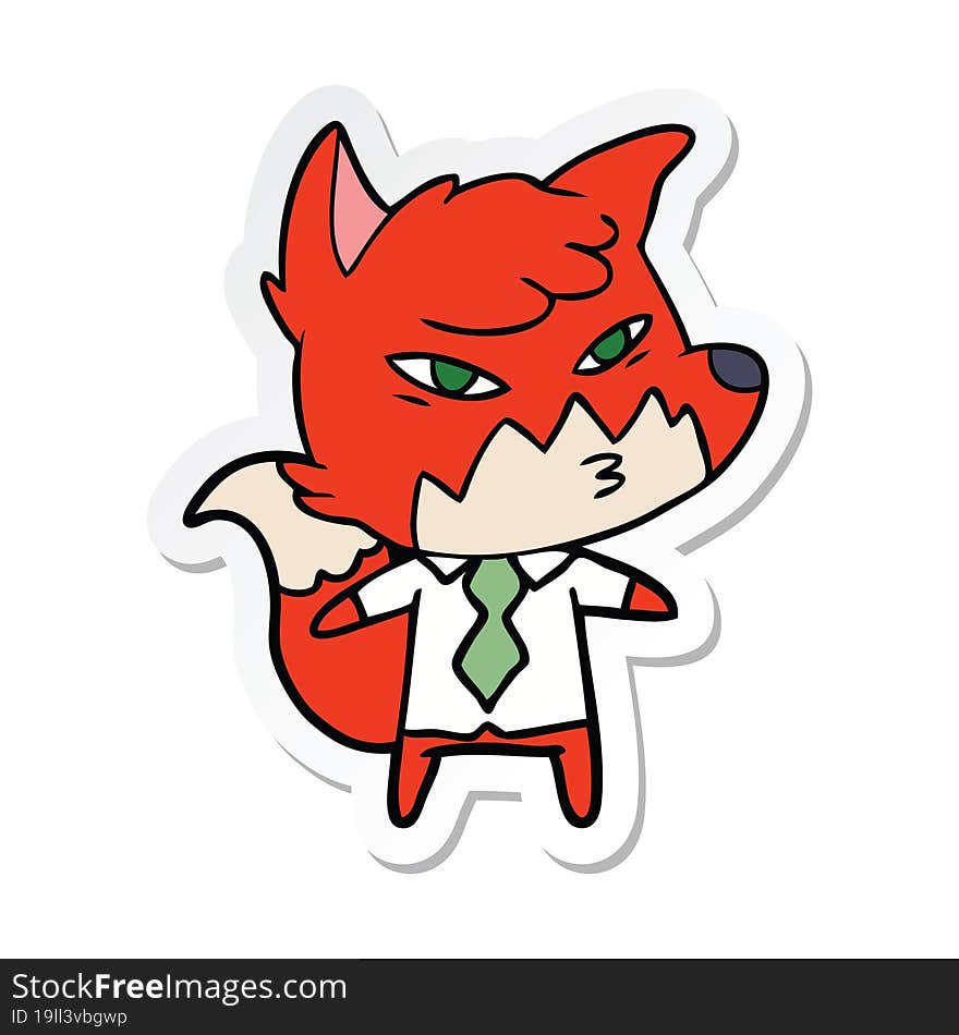 sticker of a clever cartoon fox