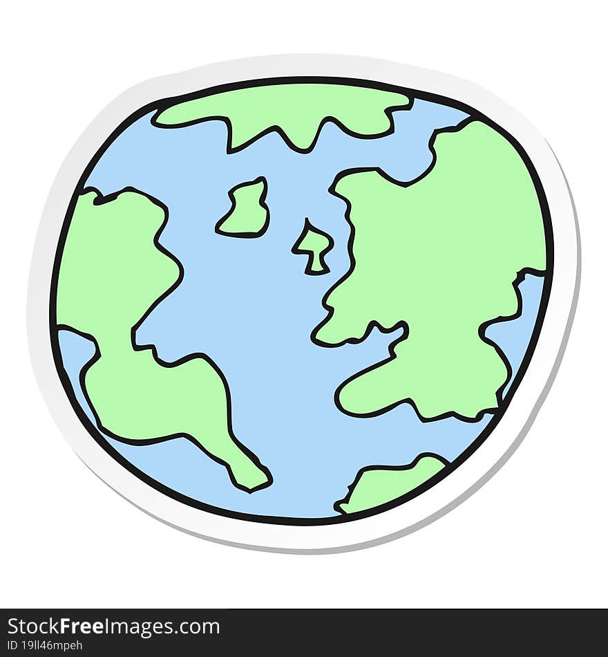 sticker of a cartoon planet earth