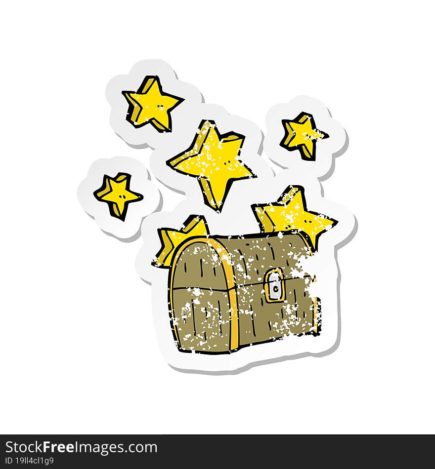 retro distressed sticker of a pirate treasure chest cartoon