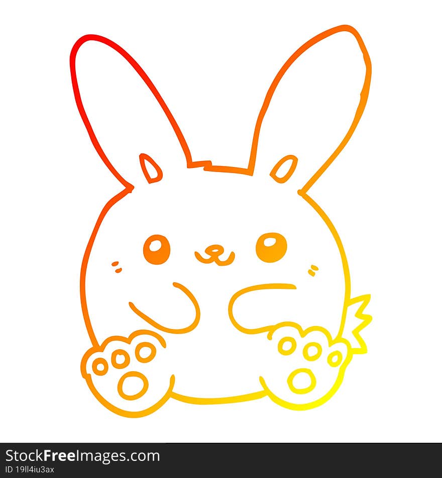 warm gradient line drawing of a cartoon rabbit