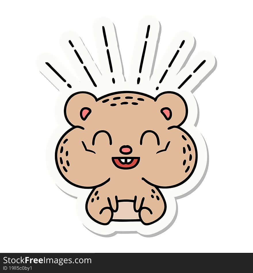 sticker of tattoo style happy hamster