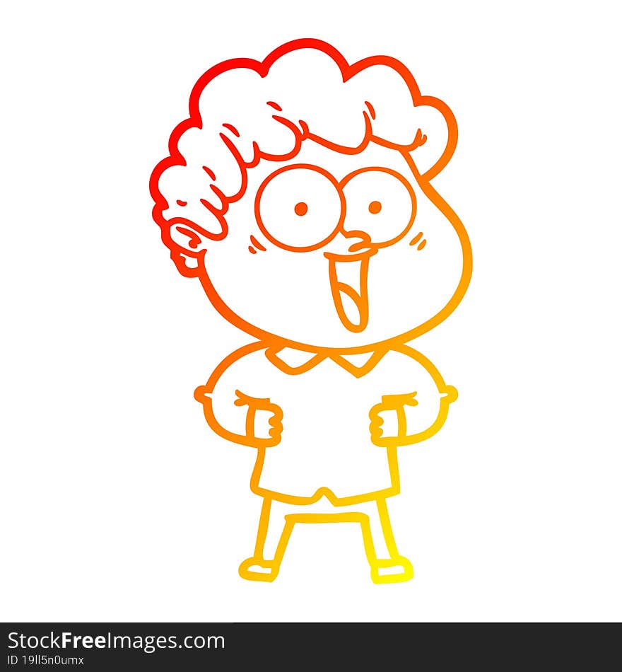 warm gradient line drawing cartoon happy man