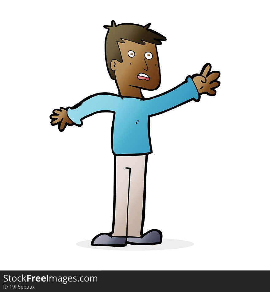 Cartoon Worried Man Reaching